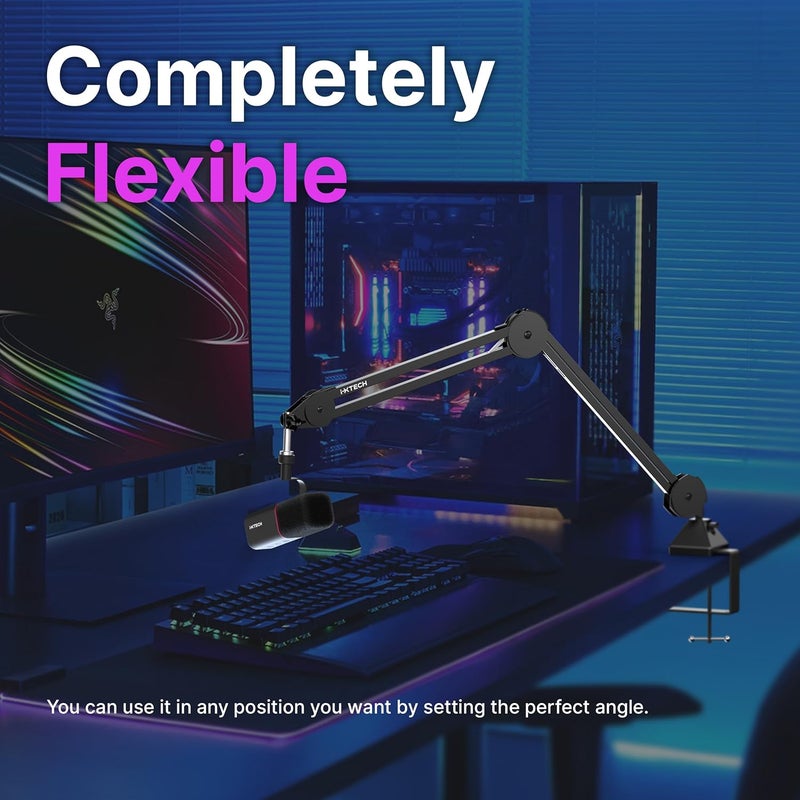 i-XTECH Microphone Boom Arm Stand, Heavy Duty Adjustable Mic Stand with Cable Ties, Desk Mount Arm Stand for Gaming Streaming Podcasting. - Image 3